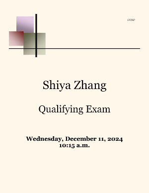 Shiya Zhang Qualifying Exam