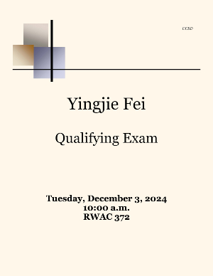 Yingjie Fei Qualifying Exam