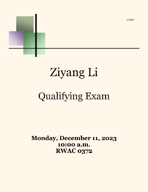 Ziyang Li Qualifying Exam